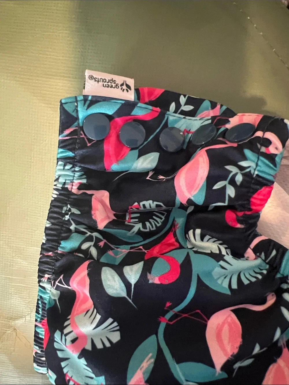 Sweet Pea Navy Swim Diaper Cover with Pink & Teal Flamingos